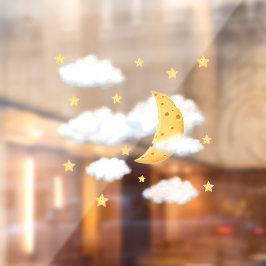 夢のようなチーズムーン&星ふわふわの雲の子供たち ウィンドウサイン