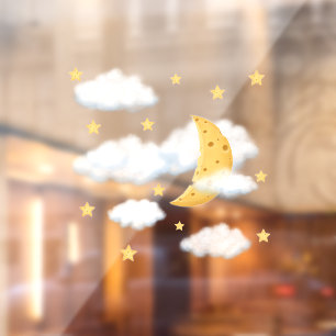夢のようなチーズムーン&星ふわふわの雲の子供たち ウィンドウサイン