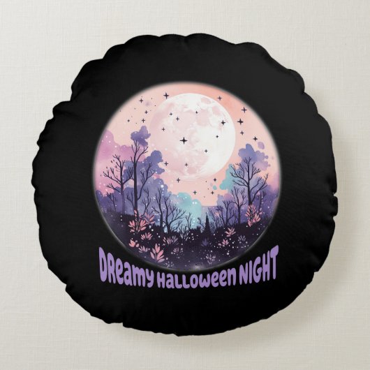 夢のようなハロウィーンの夜 ラウンドクッション (正面)
