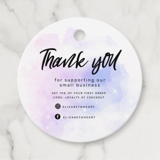 夢のようなパステルの空のスプラッシュ感謝していビジネスユー フェイバータグ (正面)