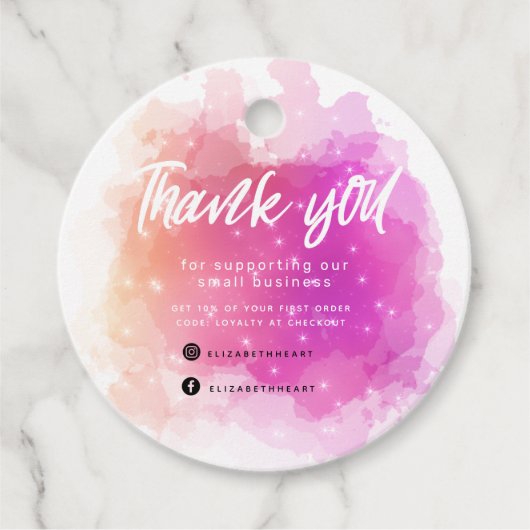 夢のようなパステルの空のスプラッシュ感謝していビジネスユー フェイバータグ (正面)