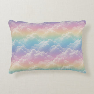 🌈 夢のようなパステルカラーの虹と雲の空のスタイル ☁️ アクセントクッション