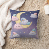 夢のようなパステルスカイの眠そうなふわふわの雲 クッション (ブランケット)