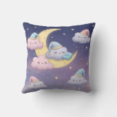 夢のようなパステルスカイの眠そうなふわふわの雲 クッション (裏面)