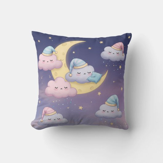 夢のようなパステルスカイの眠そうなふわふわの雲 クッション (正面)