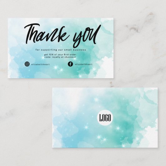 夢のようなパステルスカイスプラッシュビジネスサンキューカード 名刺 (正面/裏面)