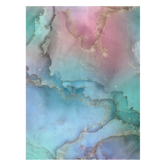 夢のようなパステル-アルコールのインクと金ゴールド テーブルクロス (正面)