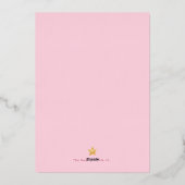 夢のようなピンクが月の女の子の赤ちゃんシャワー 箔招待状 (裏面)