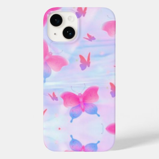 夢のようなピンクとパープルの蝶の背景 Case-Mate iPhoneケース (裏面)