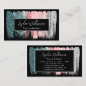 夢のようなピンクと緑のブラシストローク 名刺 (正面/裏面)