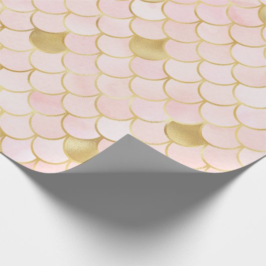夢のようなピンクと金ゴールドマーメイドはかりで測 ラッピングペーパー (角)