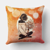 夢のようなピンクのエレガンス：女性の静かな反射 クッション (裏面)