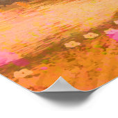 夢のようなピンクのオレンジ色の水彩風景 ポスター (角)