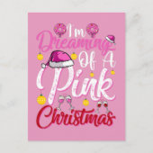 夢のようなピンクのクリスマスワインホリデー シーズンポストカード (正面)