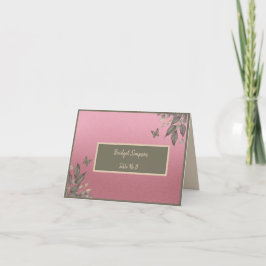 夢のようなピンクのグリッターの結婚葉のシーティングカード サンキューカード