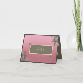 夢のようなピンクのグリッターの葉結婚のテーブルカード サンキューカード