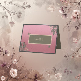 夢のようなピンクのグリッターの葉結婚のテーブルカード サンキューカード