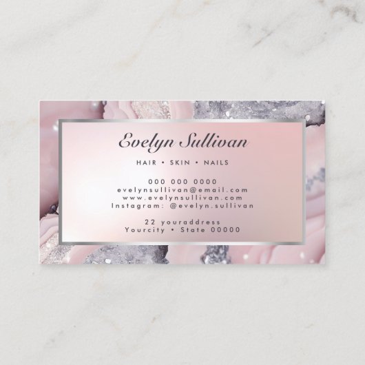 夢のようなピンクのグリッターマーブル名刺 名刺 (裏面)