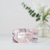 夢のようなピンクのグリッターマーブル名刺 名刺 (スタンド正面)