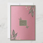 夢のようなピンクのグリッター結婚の葉 招待状 (裏面)