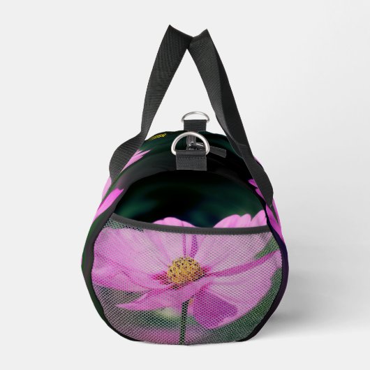 夢のようなピンクのコスモスのパーソナライズされた花 ダッフルバッグ (右)