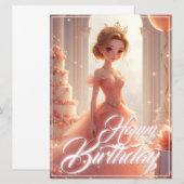 夢のようなピンクのドレスの誕生日プリンセス (正面/裏面)