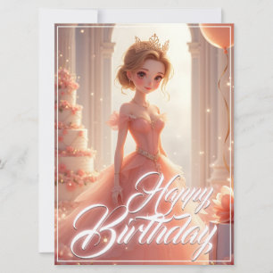 夢のようなピンクのドレスの誕生日プリンセス