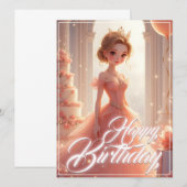 夢のようなピンクのドレスの誕生日プリンセス (正面/裏面)