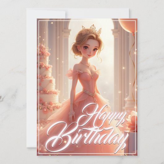 夢のようなピンクのドレスの誕生日プリンセス (正面)