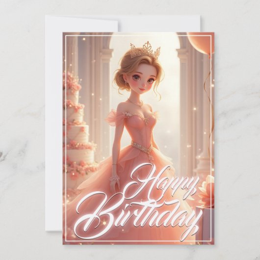 夢のようなピンクのドレスの誕生日プリンセス (正面)