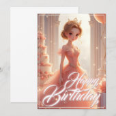 夢のようなピンクのドレスの誕生日プリンセス (正面/裏面)