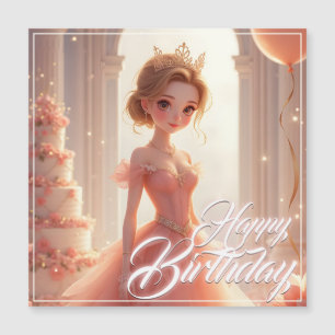 夢のようなピンクのドレスの誕生日プリンセス