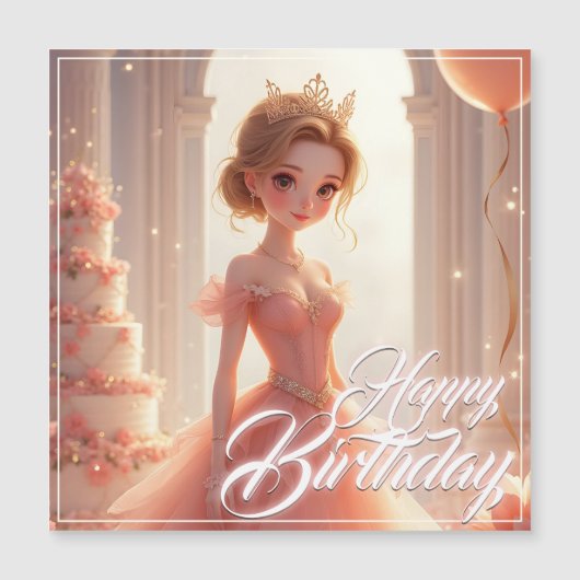 夢のようなピンクのドレスの誕生日プリンセス (正面)