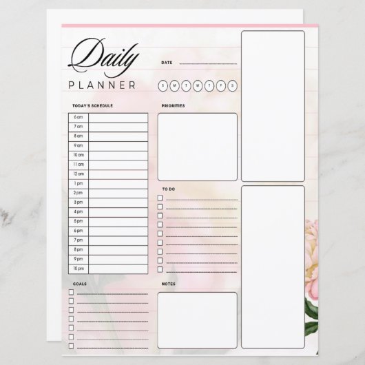 夢のようなピンクのバラの毎日のプランナー (正面/裏面)