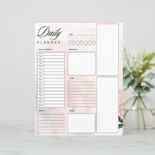 夢のようなピンクのバラの毎日のプランナー (スタンド正面)