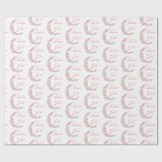 夢のようなピンクのフローラムーンチームの女の子の赤ちゃんシャワー ラッピングペーパー (フラット)