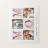 夢のようなピンクのフローラMOMフォトコラージュ母の日 ジグソーパズル (縦)