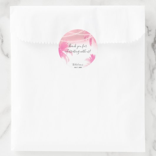 夢のようなピンクのヤシの木と文字列のライトの恩恵 ラウンドシール (バッグ)