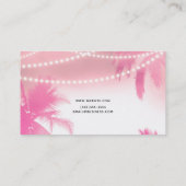 夢のようなピンクのヤシの木と文字列のライトビーチライグラム 名刺 (裏面)