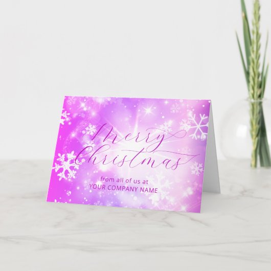 夢のようなピンクの冬ワンダーランドビジネスクリスマス カード (正面)