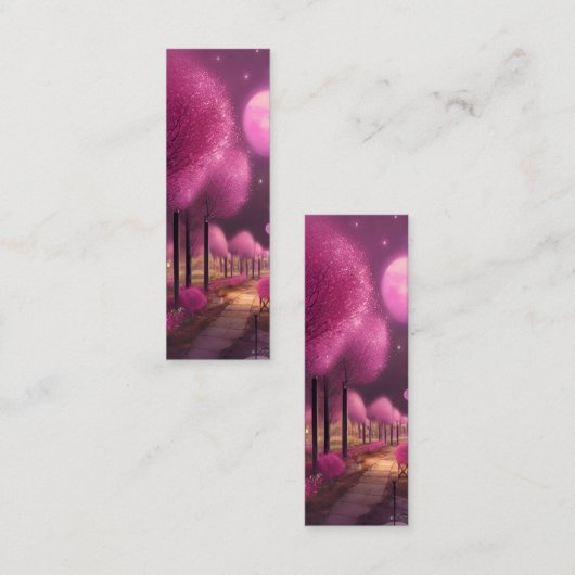 夢のようなピンクの夜景ブックマーク スキニー名刺 (正面/裏面)