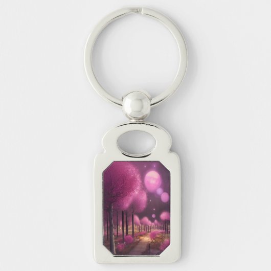 夢のようなピンクの夜景 キーホルダー (正面)