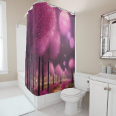 夢のようなピンクの夜景 シャワーカーテン (インサイチュ)