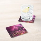 夢のようなピンクの夜景 スクエアペーパーコースター (インサイチュ)