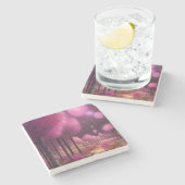 夢のようなピンクの夜景 ストーンコースター (横)