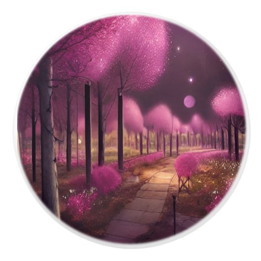 夢のようなピンクの夜景 セラミックノブ (正面)