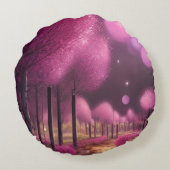 夢のようなピンクの夜景 ラウンドクッション (裏面)