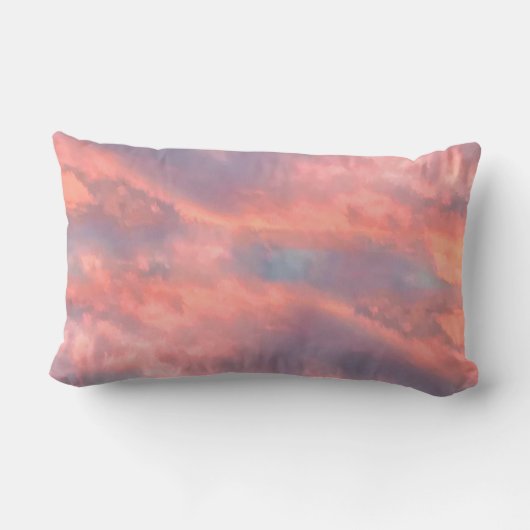 夢のようなピンクの審美的な夕日の雲 ランバークッション (裏面)