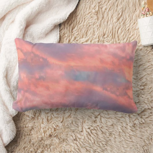 夢のようなピンクの審美的な夕日の雲 ランバークッション (ブランケット)