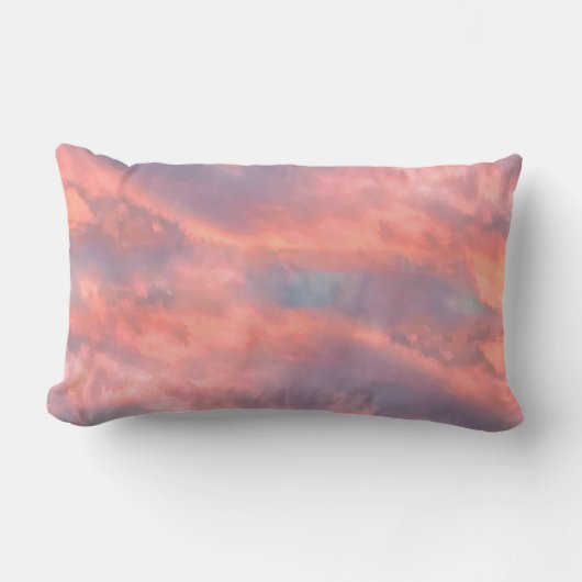 夢のようなピンクの審美的な夕日の雲 ランバークッション (正面)